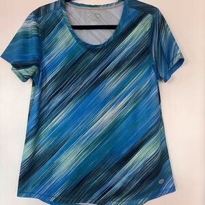 Reel Legends Blue Striped Women's short sleeve Top